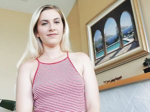 Stepsister Nikki Gives a Blowjob & Takes a Pull Out Cumshot. POV.