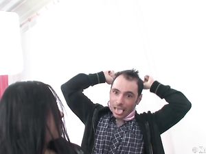 Euro Teen Double Teamed In A Spit Roasting Scene